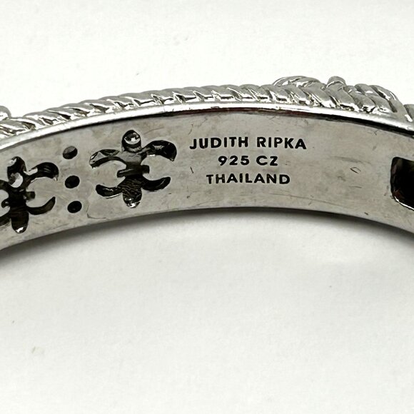 Judith Pipka 925 Sterling Silver CZ 3 Heart Hinged Rope Cuff Bracelet 6.75” - Picture 2 of 9